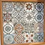 Small Ceramic Accent Table - Pine Wood Decorative Top - 33x33x44 cm thumbnail
