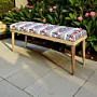 Handcrafted Modern Bench – Teak Wood Cushioned Fabric Seat - (6–8) Kg
