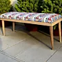 Modern Bench - Teak Wood Cushioned Fabric Seat - Kg - 42x34x121 cm thumbnail