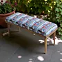 Modern Bench - Teak Wood Cushioned Fabric Seat - Kg - 42x34x121 cm thumbnail
