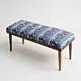 Handcrafted Modern Bench – Teak Wood Cushioned Fabric Seat - (6–8) Kg