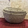 Handcrafted Medium Stitched Jute Pouch – Natural Fiber Storage (14×7 cm)