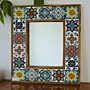 Handcrafted Small Ceramic Mirror – Pine Wood Artistic Frame (40×48 cm)