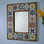 Handcrafted Small Ceramic Mirror - Pine Wood Artistic Frame - 40x48 cm thumbnail