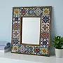 Handcrafted Small Ceramic Mirror - Pine Wood Artistic Frame - 40x48 cm thumbnail