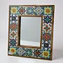 Handcrafted Small Ceramic Mirror - Pine Wood Artistic Frame - 40x48 cm thumbnail