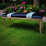 Teak Bench - Cushioned Fabric Seating - (6-8) Kg - 42x34x121 cm thumbnail