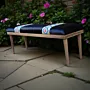 Teak Bench - Cushioned Fabric Seating - (6-8) Kg - 42x34x121 cm thumbnail
