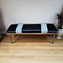 Teak Bench - Cushioned Fabric Seating - (6-8) Kg - 42x34x121 cm thumbnail