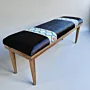 Teak Bench - Cushioned Fabric Seating - (6-8) Kg - 42x34x121 cm thumbnail