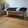 Teak Bench - Cushioned Fabric Seating - (6-8) Kg - 42x34x121 cm thumbnail
