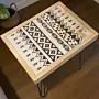 Handcrafted Rectangular Ceramic Table – Teak Wood & Iron