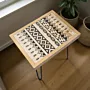 Handcrafted Rectangular Ceramic Table - Teak Wood & Iron - 44x34x50 cm thumbnail