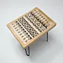 Handcrafted Rectangular Ceramic Table - Teak Wood & Iron - 44x34x50 cm thumbnail