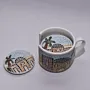 Ceramic Coaster Set with Holder - 5 Pieces - Mosaic Art - 12x12x8 cm thumbnail