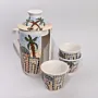 Plain Ceramic Coffee Cup Set with Holder & Lid Design - 25x20x20 cm thumbnail