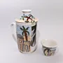Plain Ceramic Coffee Cup Set with Holder & Lid Design - 25x20x20 cm thumbnail