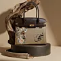 Personalized Premium Leather Handbag - Deer & Floral Art - Multi-Size/Color
