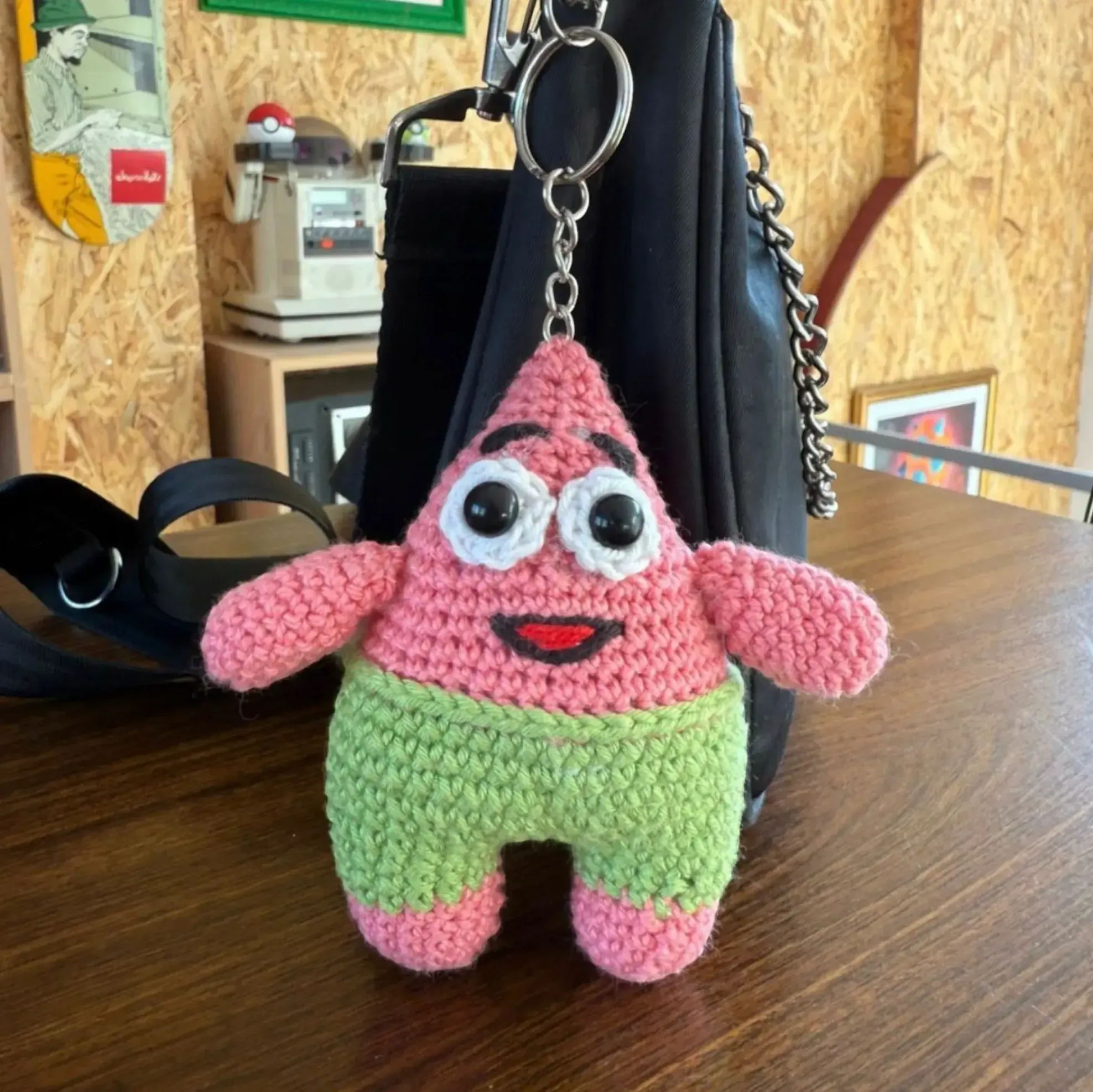 Handmade Crochet Large Baseet Character Keychain in Soft Yarn