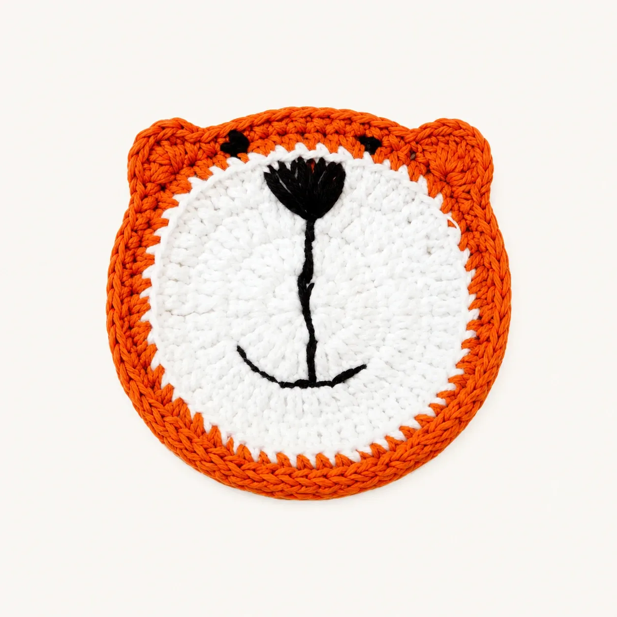 Handmade Crochet Bear Face Cup Coaster in Soft Yarn