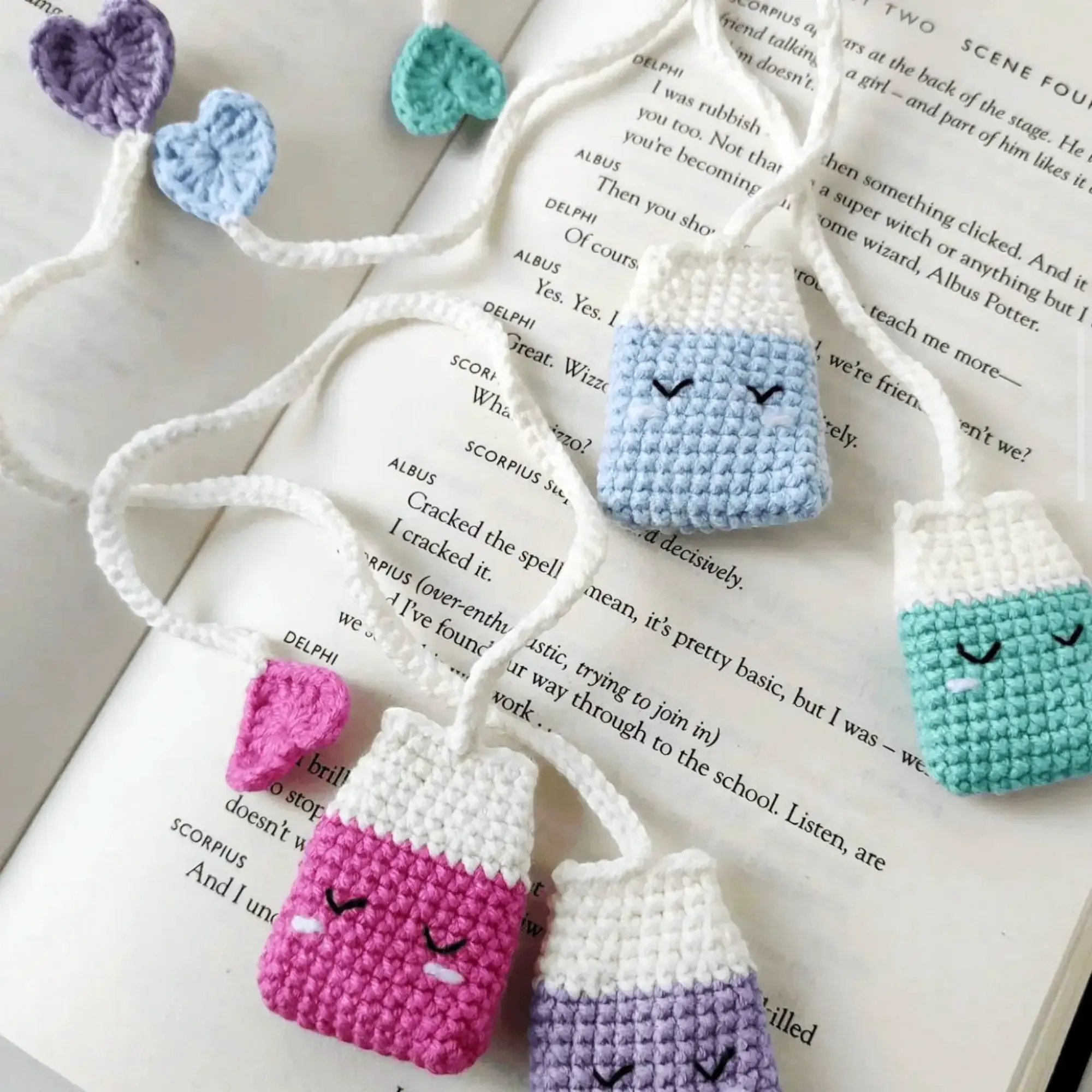 Handmade Crochet Tea Bag Bookmark in Soft Yarn for Books (Available In Colors)