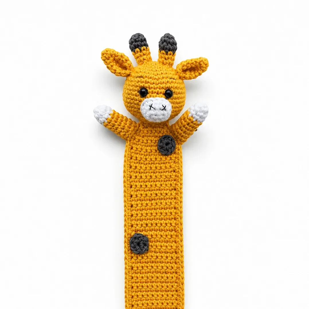 Handmade Crochet Giraffe Bookmark in Soft Yarn for Books
