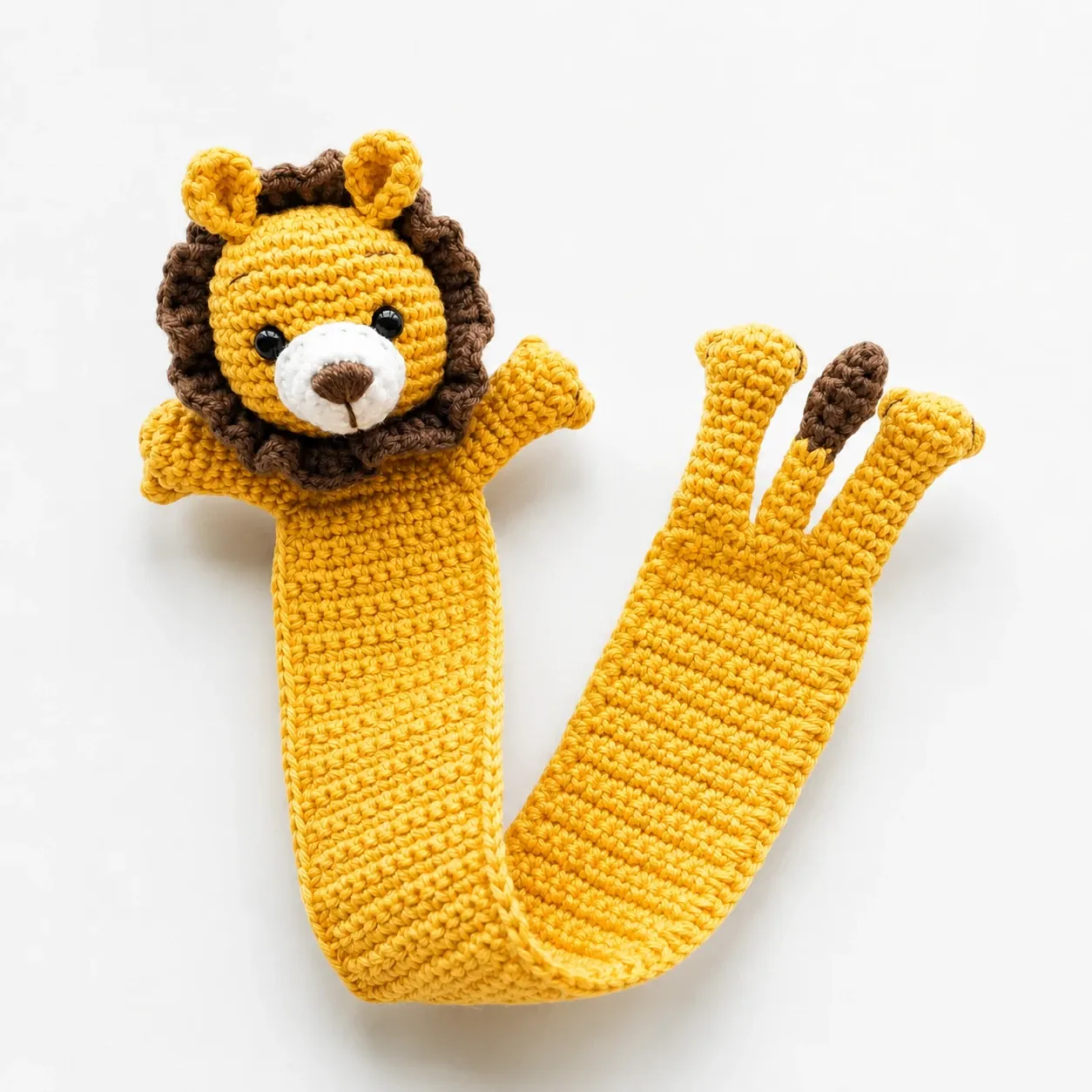 Handmade Crochet Lion Bookmark in Soft Yarn for Books