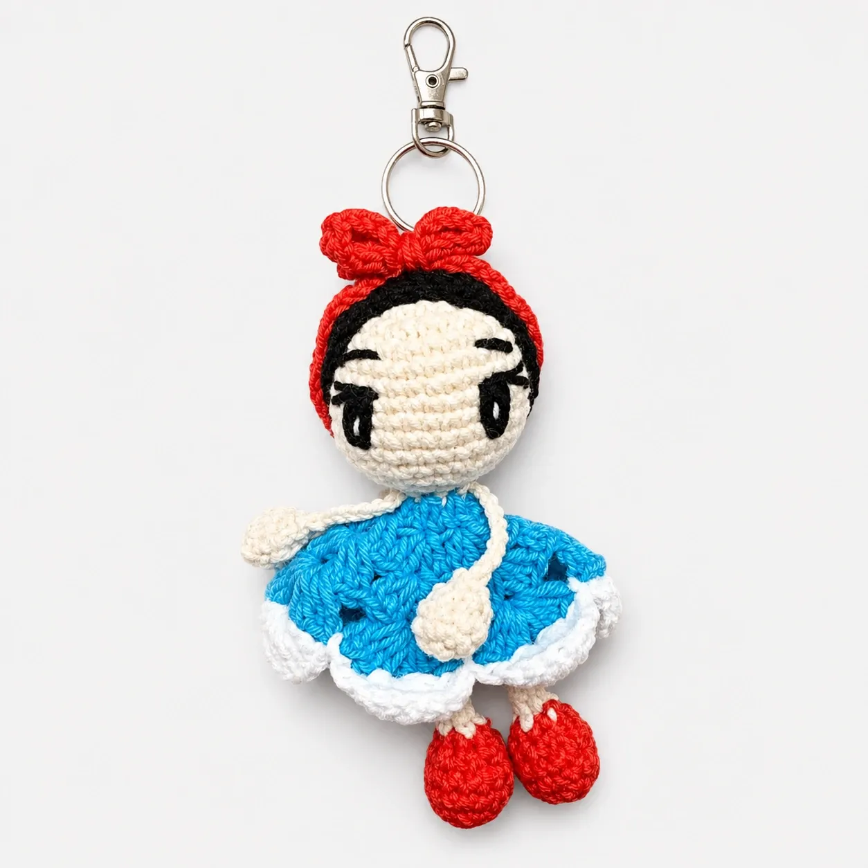 Handmade Crochet Girl Doll Keychain Style 2 in Soft Yarn