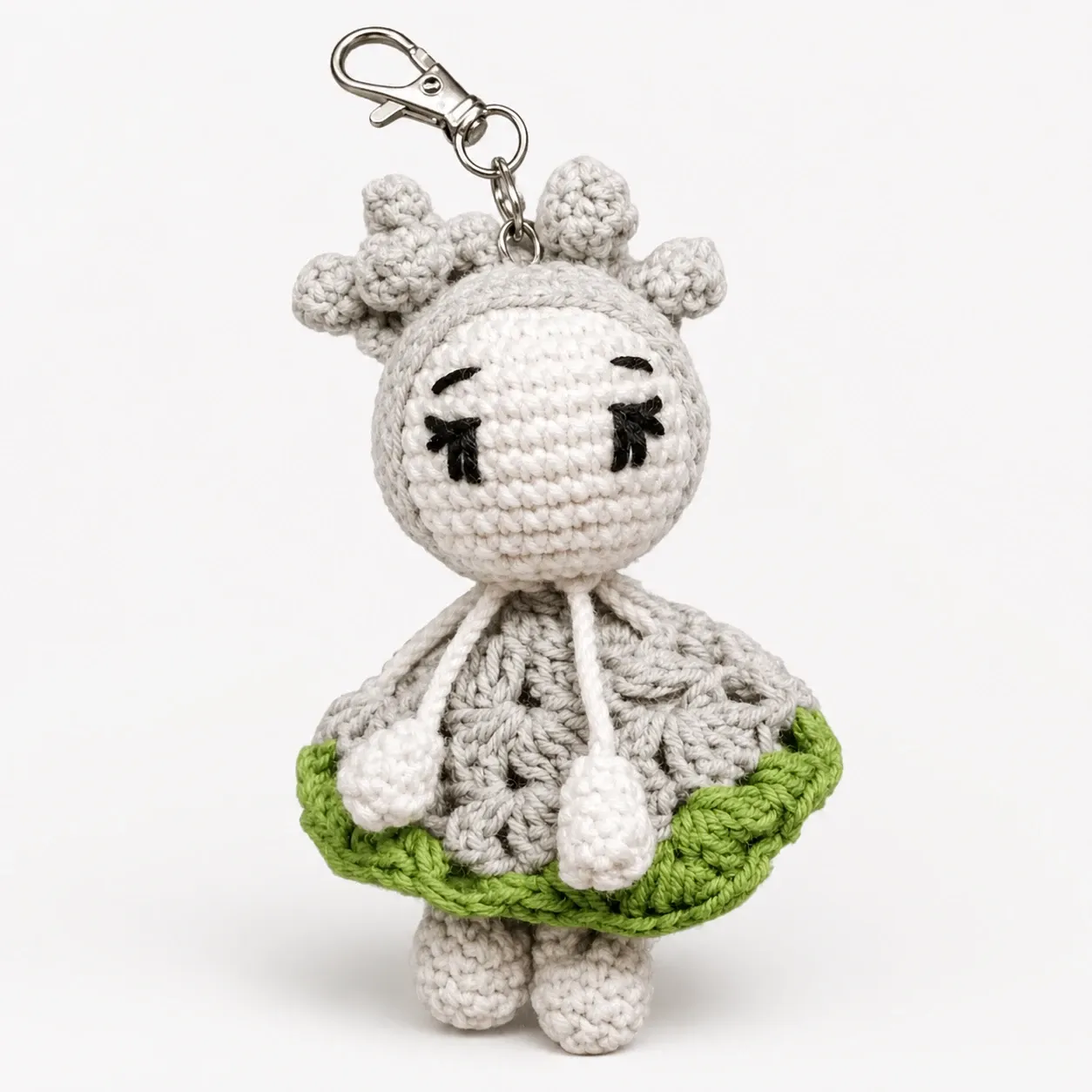 Handmade Crochet Girl Doll Keychain Style 5 in Soft Yarn