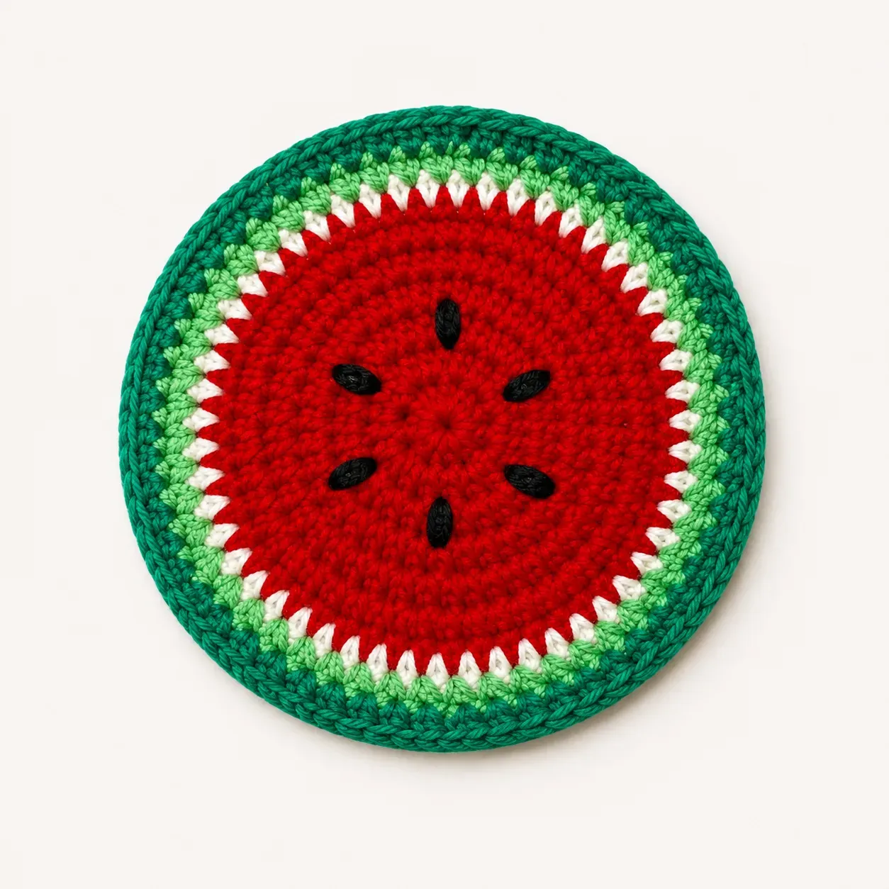 Handmade Crochet Watermelon Cup Coaster in Soft Yarn