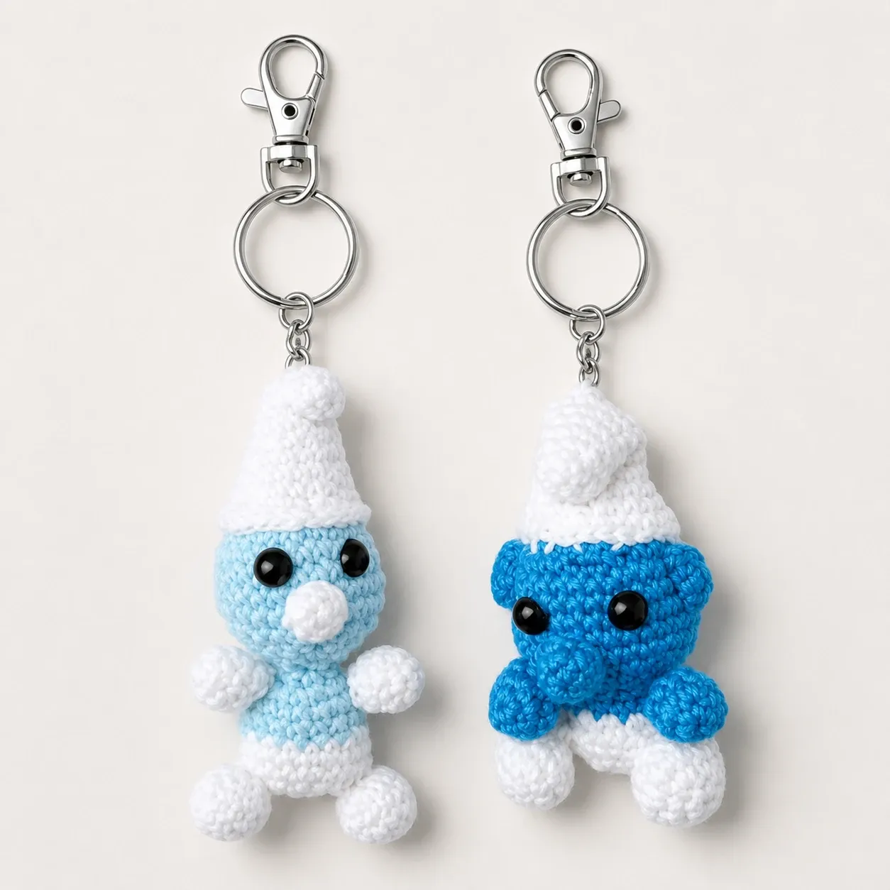 Handmade Crochet Blue Cartoon Character Keychain (Available in Style Options)