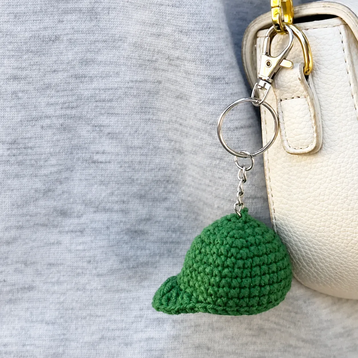 Handmade Crochet Beanie Hat Keychain in Soft Yarn