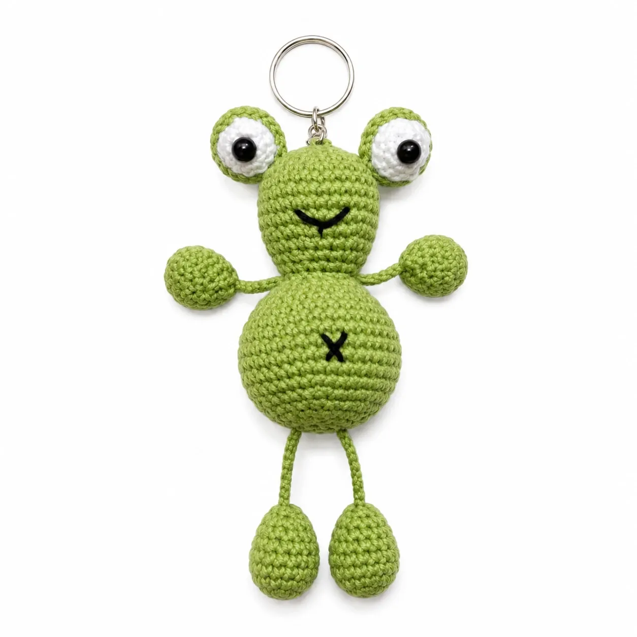 Handmade Crochet Frog Keychain in Green Yarn (Available in Style Options)