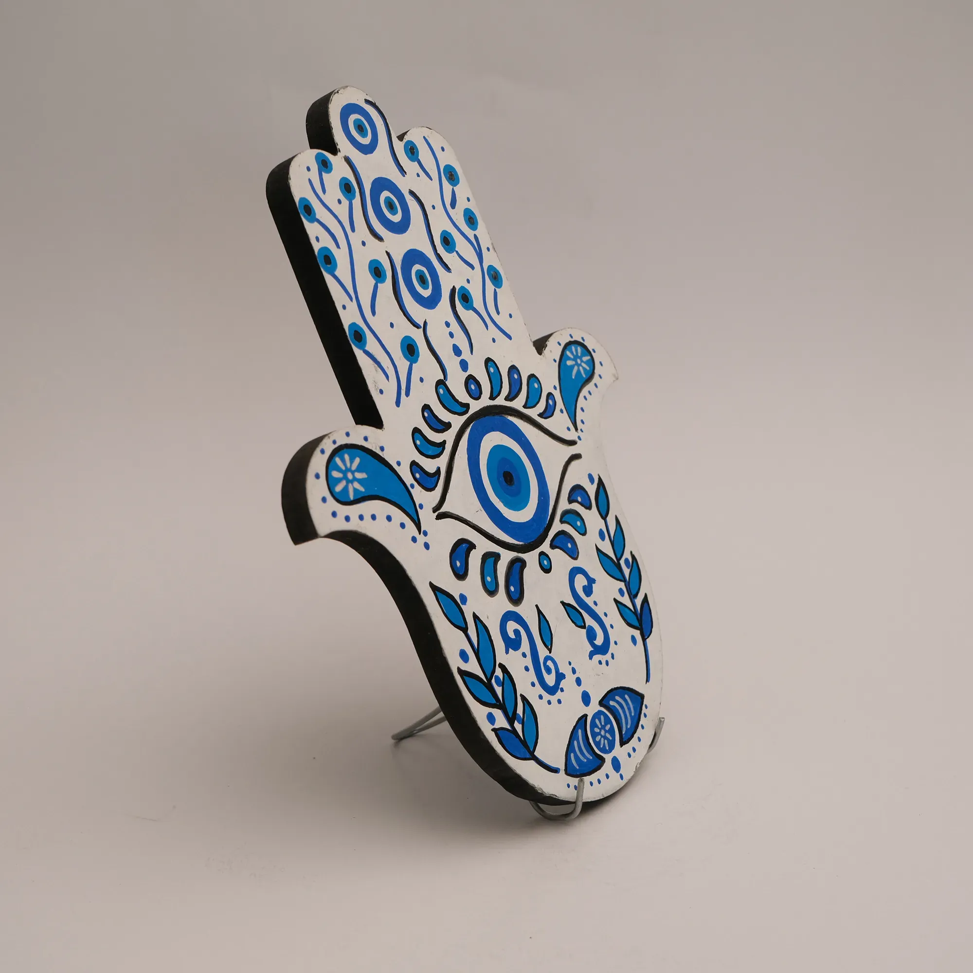 Hand Painted Arabic Prayer Hamsa Hand Decor in MDF Wood
