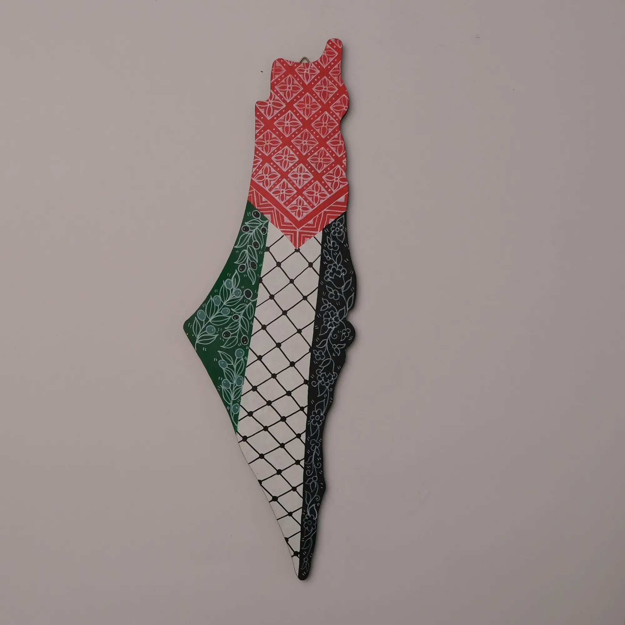 Hand Painted Kufiya Palestine Map MDF Wall Art