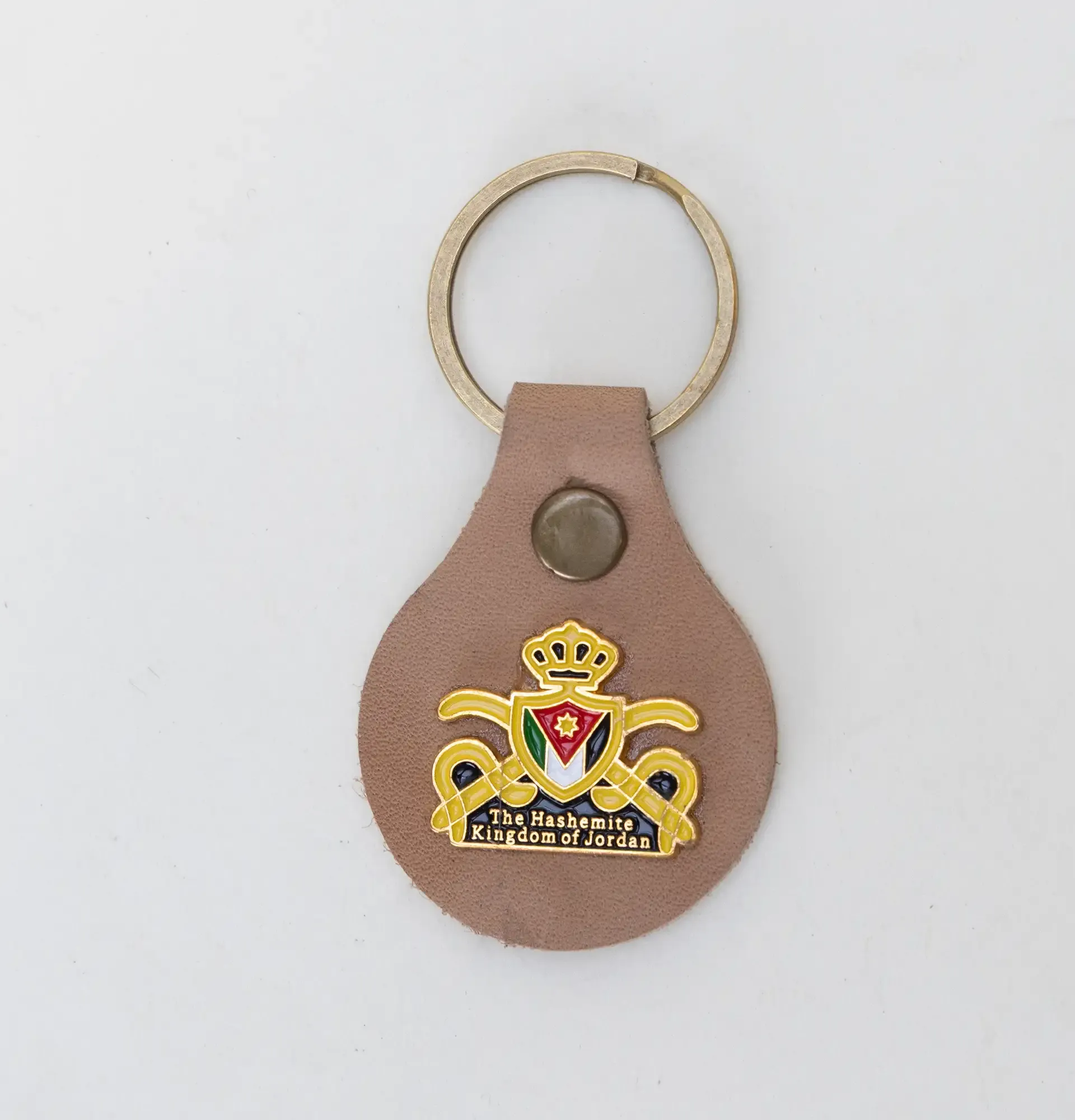 Artisan Natural Leather Keychain with Jordan Armed Forces Emblem