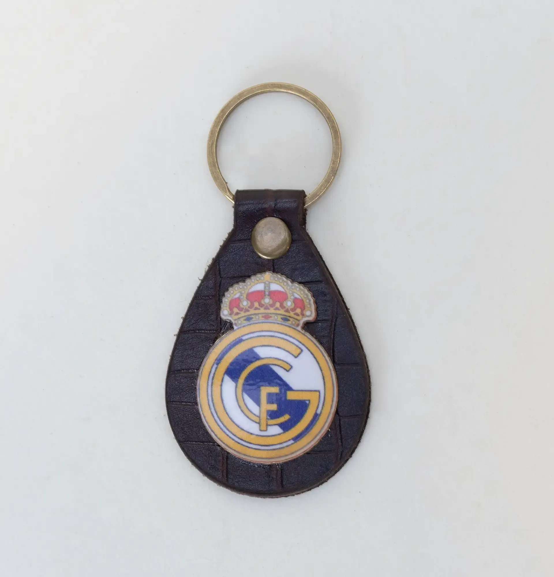 Handmade Leather Keychain with Real Madrid Football Club Crest