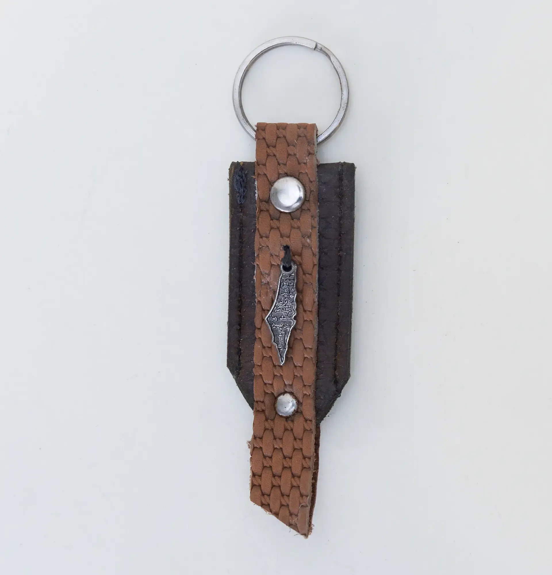 Leather Keychain with Long Palestine Map Tag Handcrafted Design