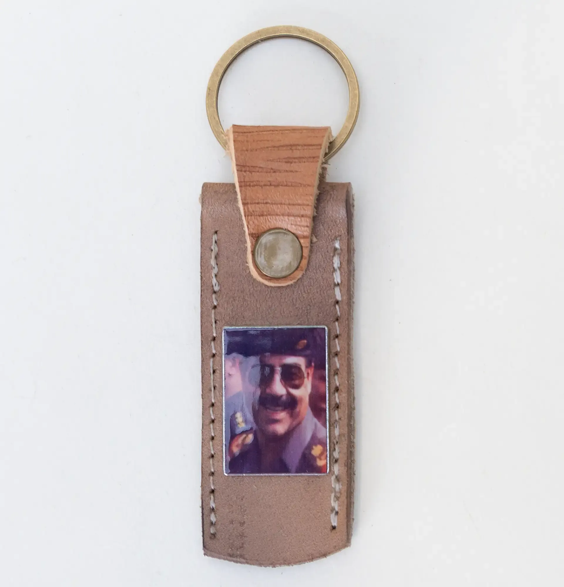 Natural Leather Keychain with Long Portrait Tag Artisan Design
