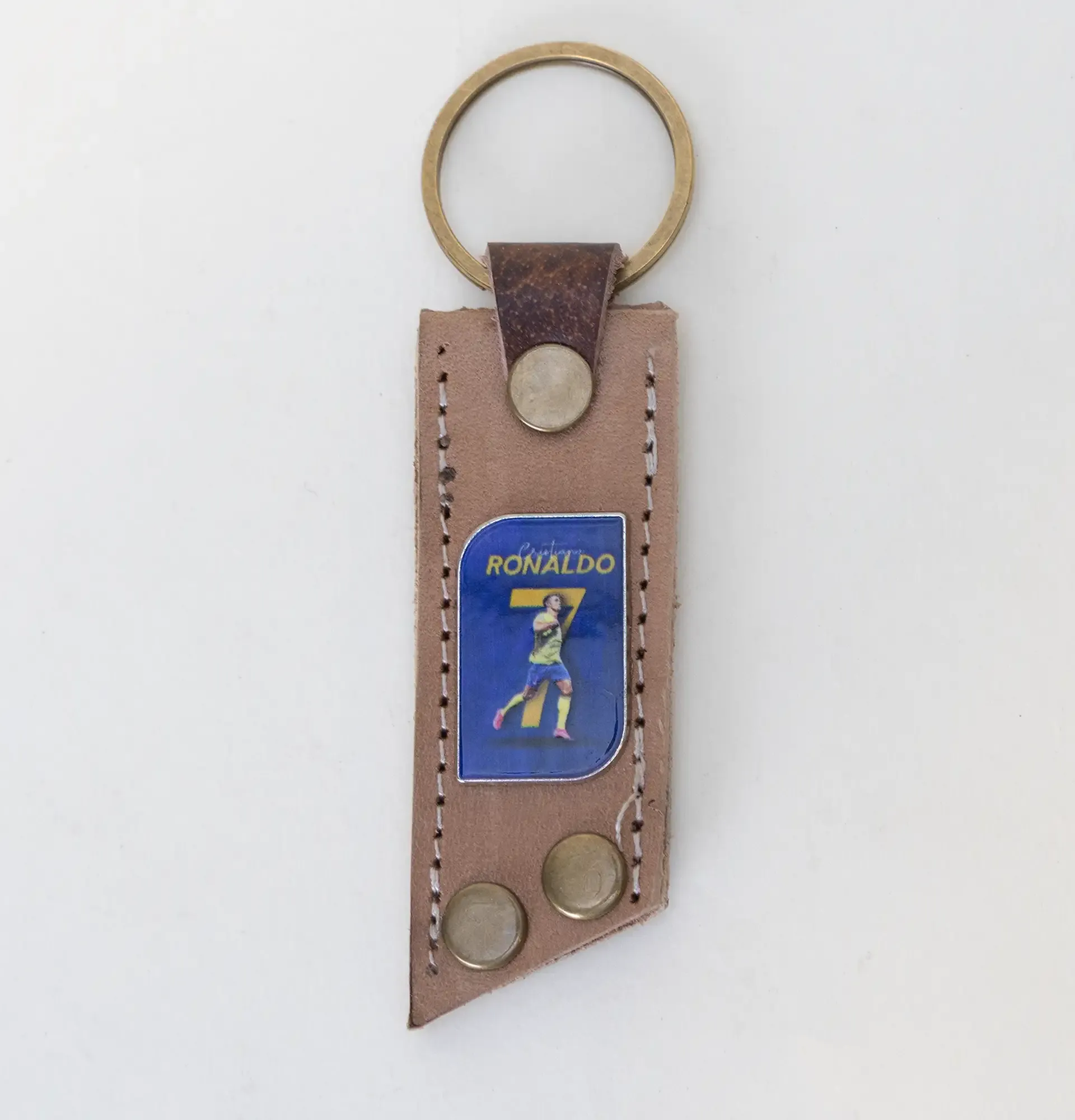 Handmade Leather Keychain with Ronaldo Number 7 Football Jersey