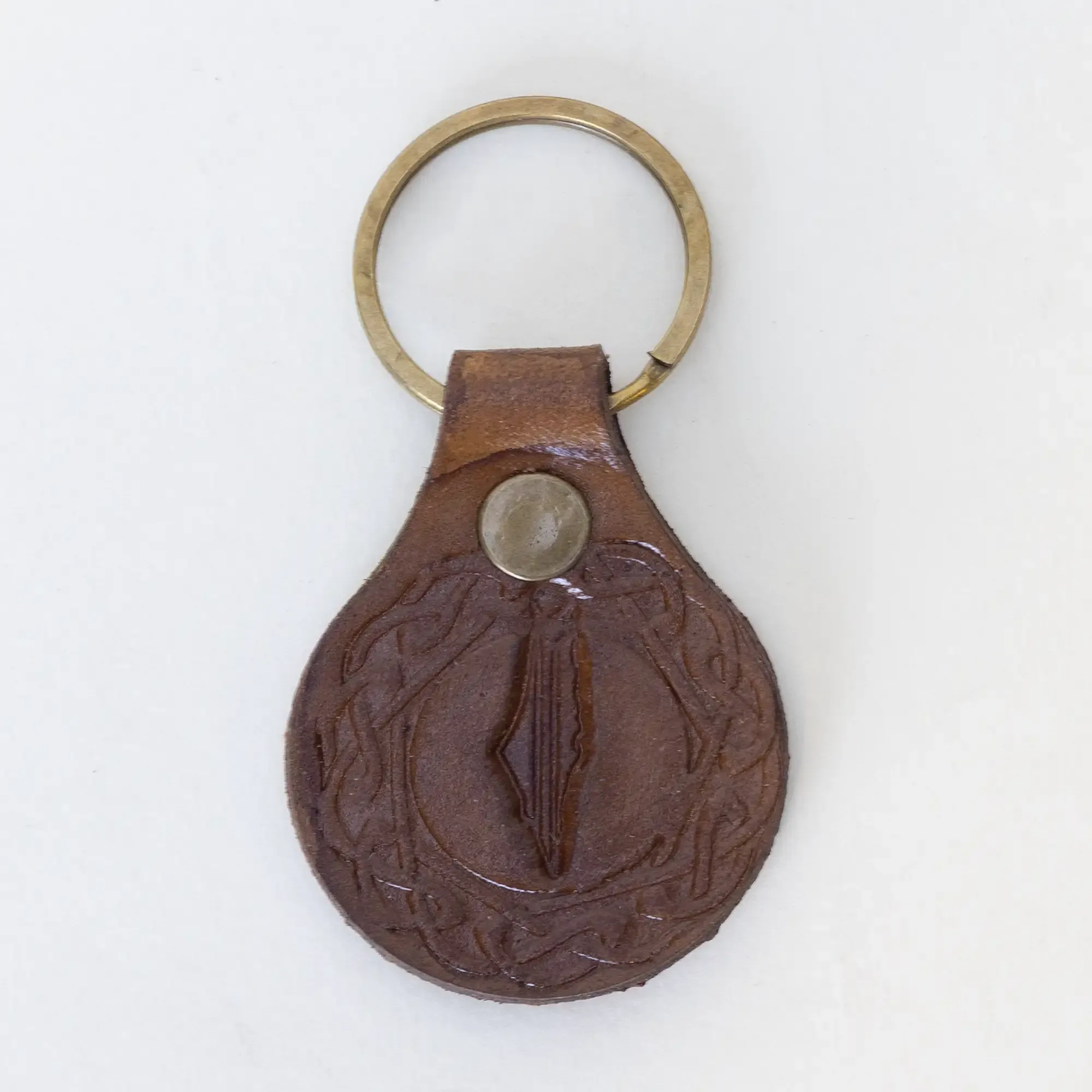 Handcrafted Leather Keychain with Brown Engraved Palestine Map
