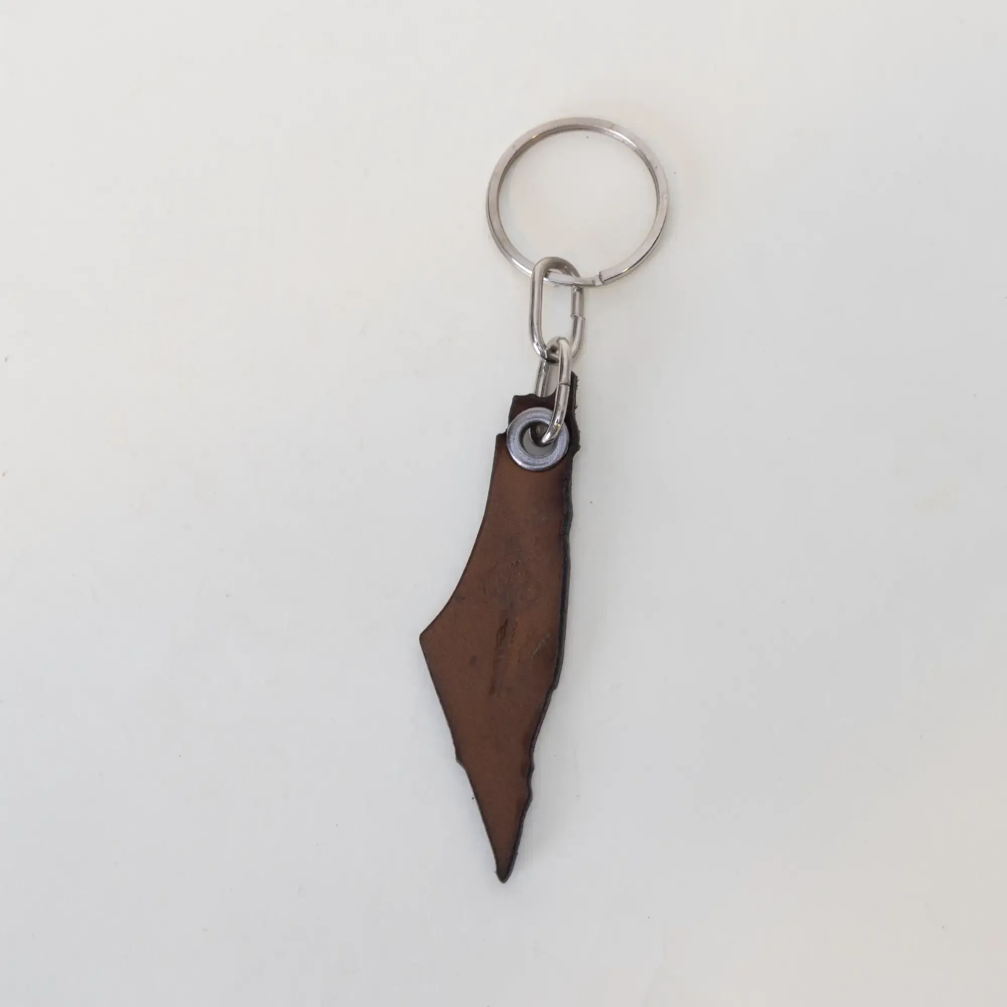 Natural Leather Keychain with Palestine Map Shape Artisan Design