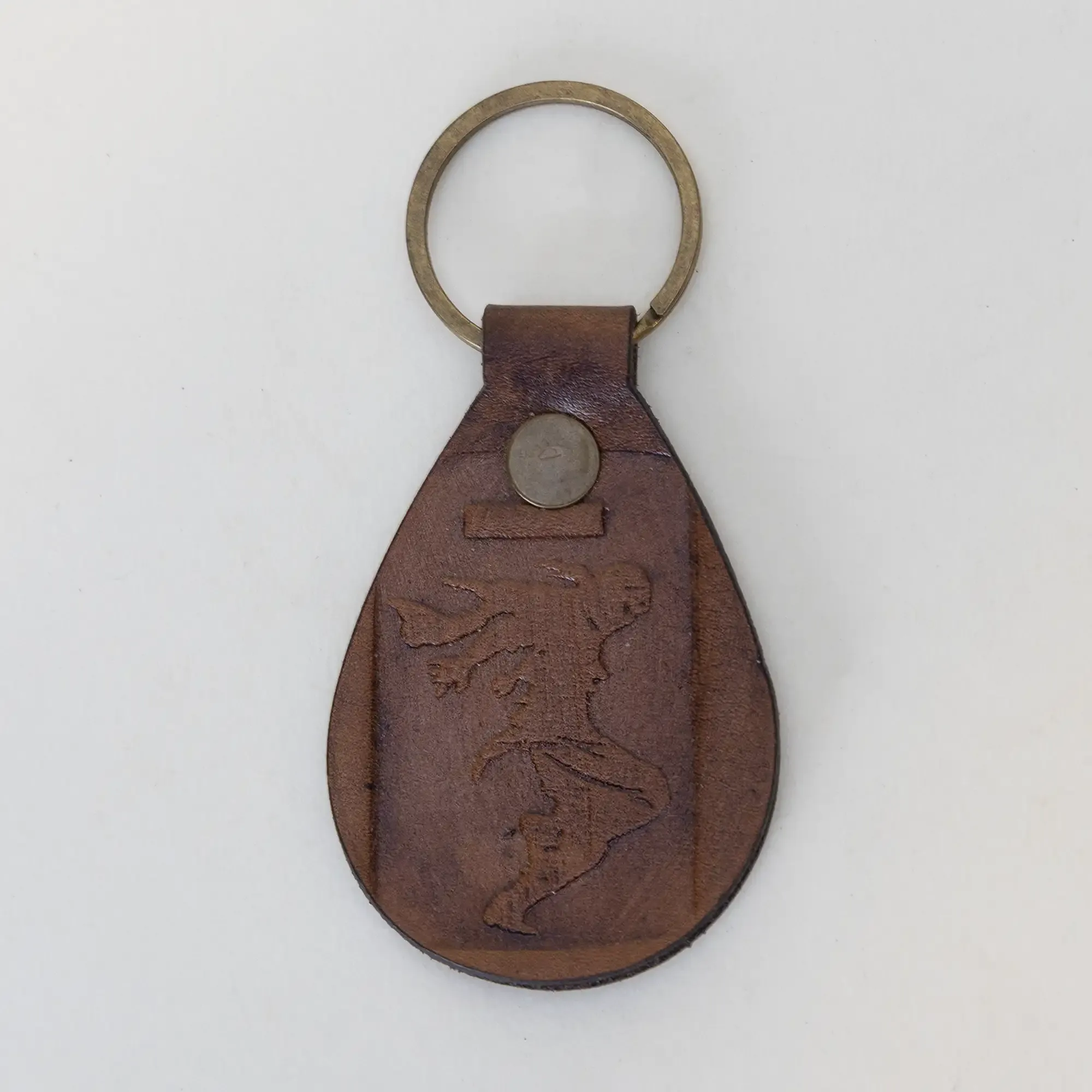 Handcrafted Leather Keychain with Distinctive Engraved Design