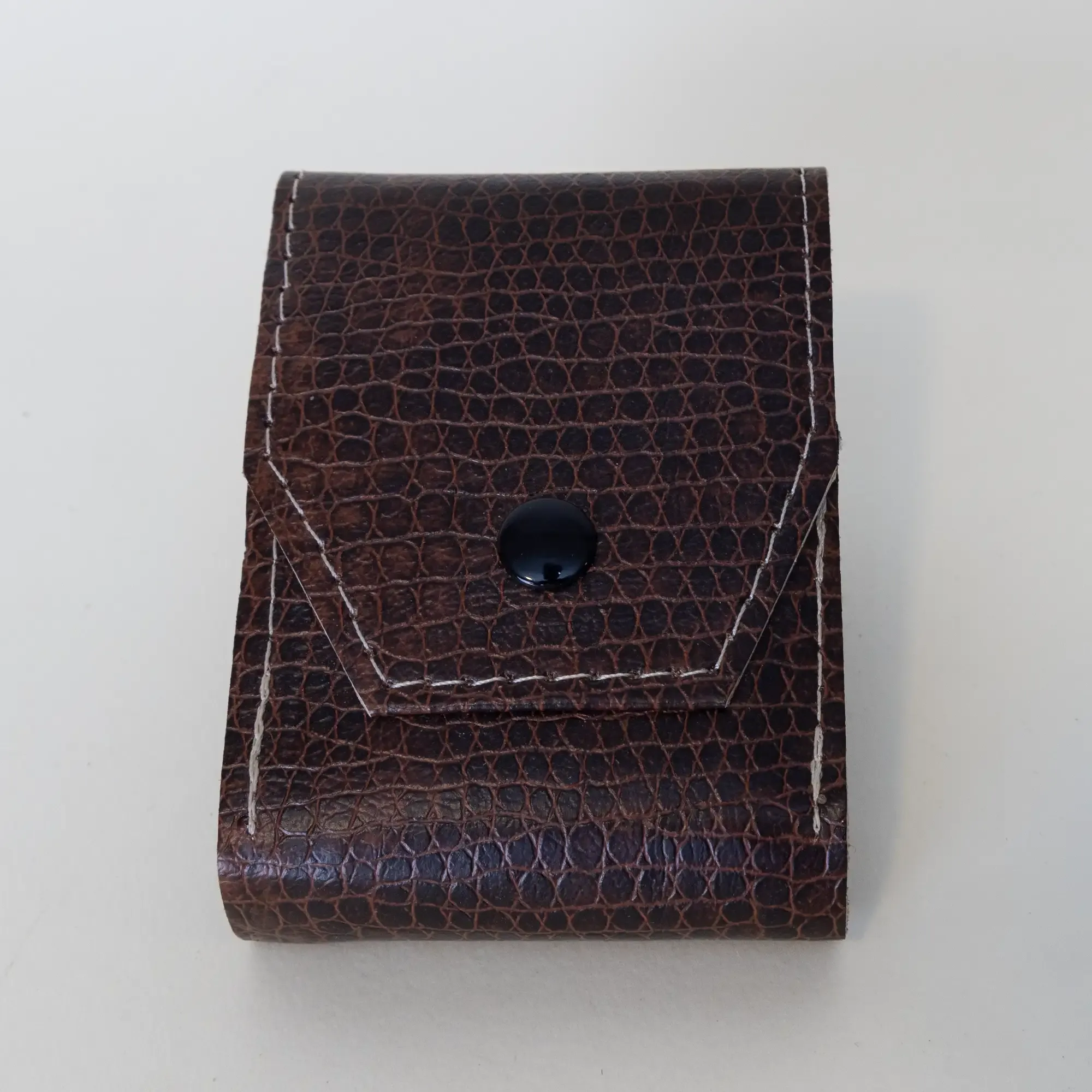 Artisan-Made Brown Patterned Leather Cigarette Pack Case