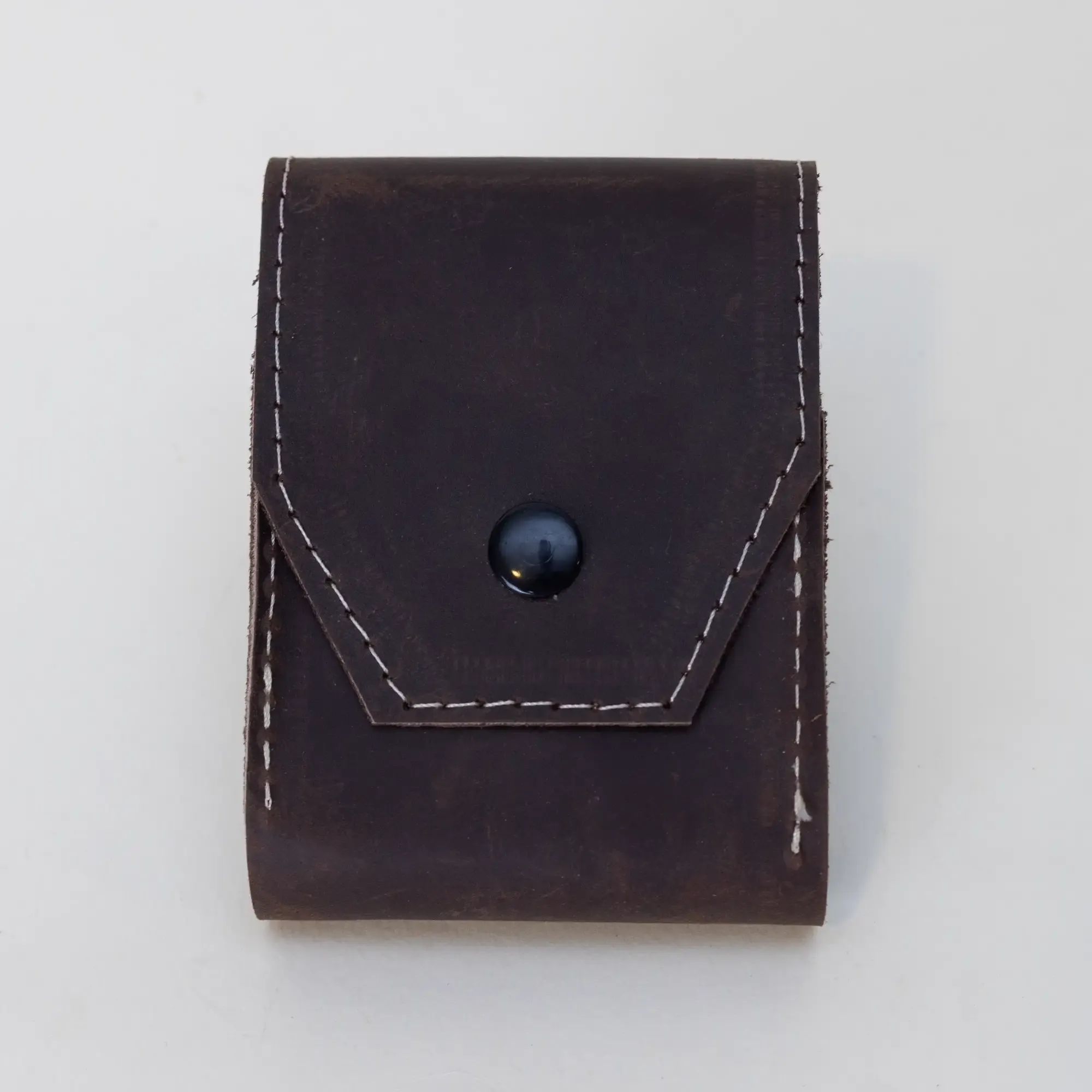 Dark Brown Minimal Leather Cigarette Case with Hand-Finished Details
