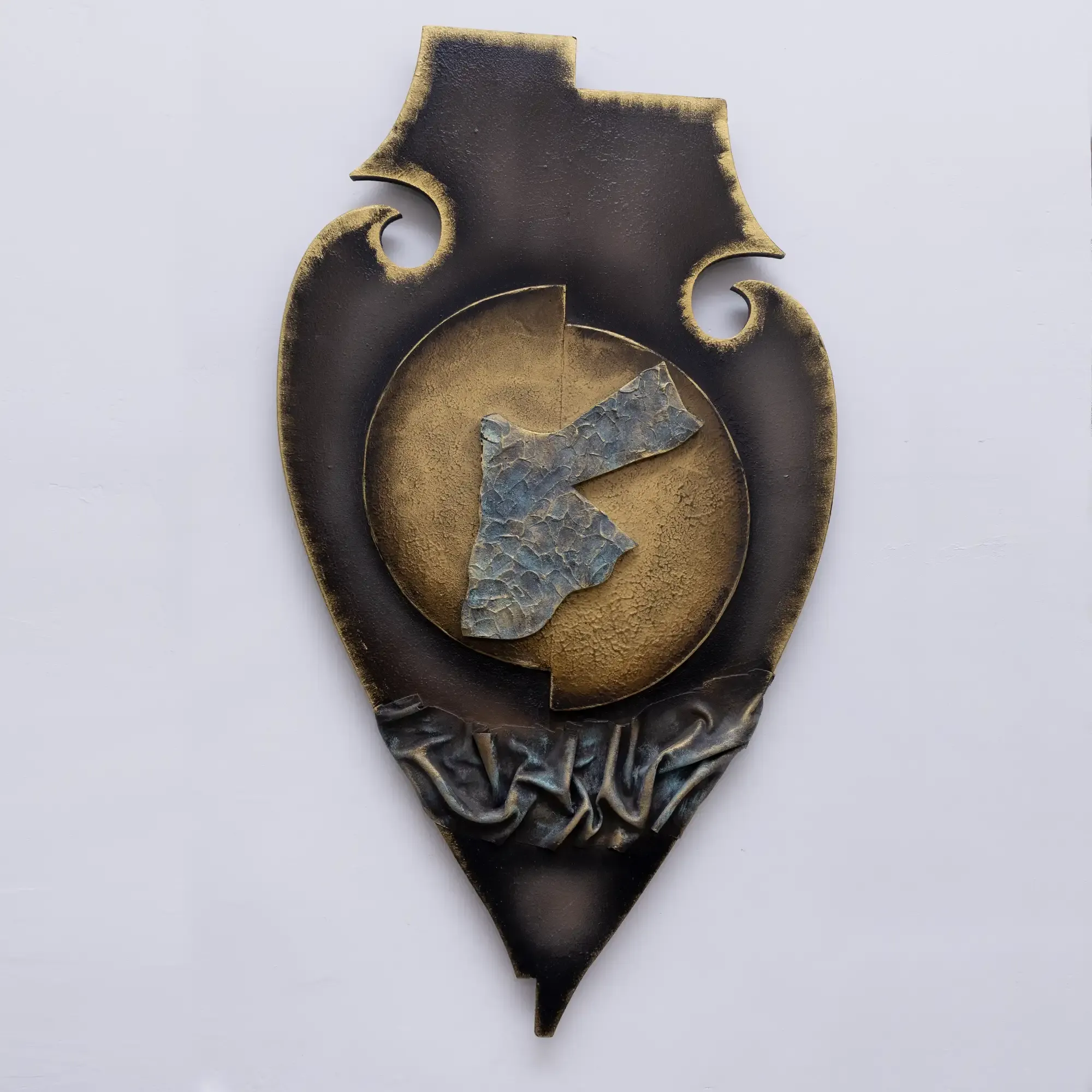 Handmade Shield-Shaped Relief Map Decorative Wall Art for Home