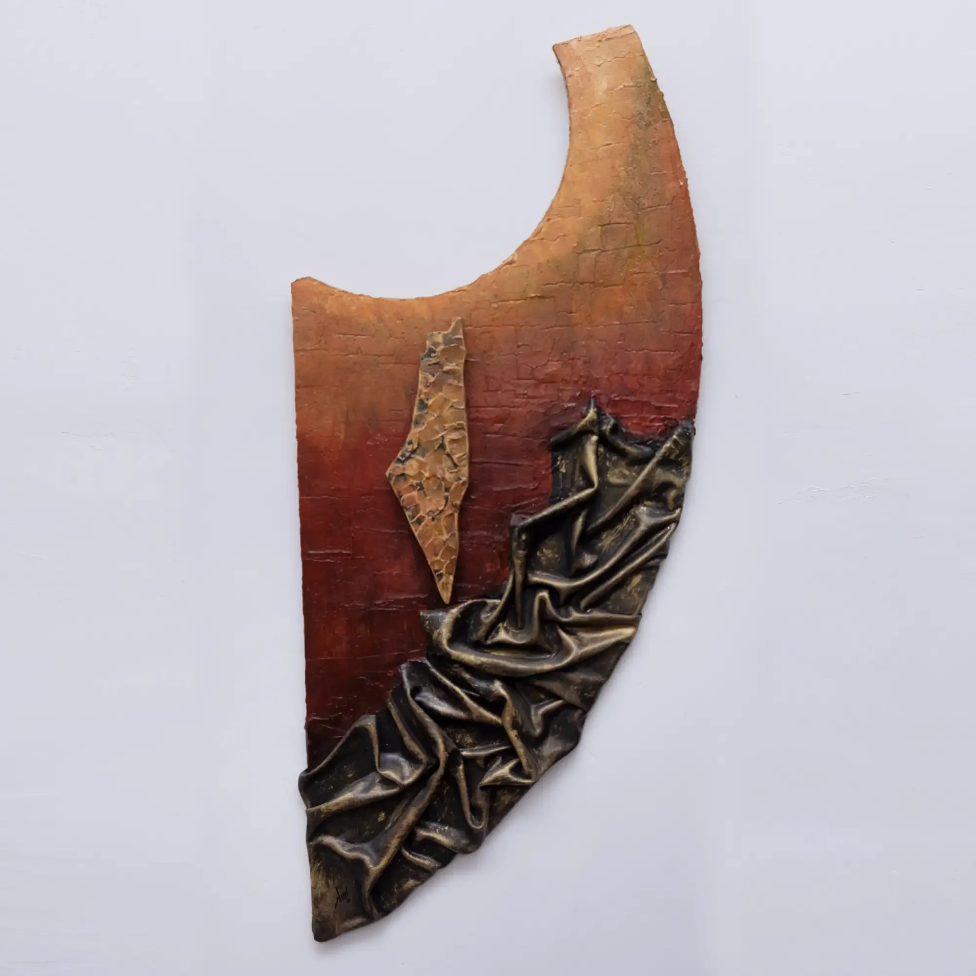 Decorative Wall Art with Vertical Abstract Folds in Warm Tones