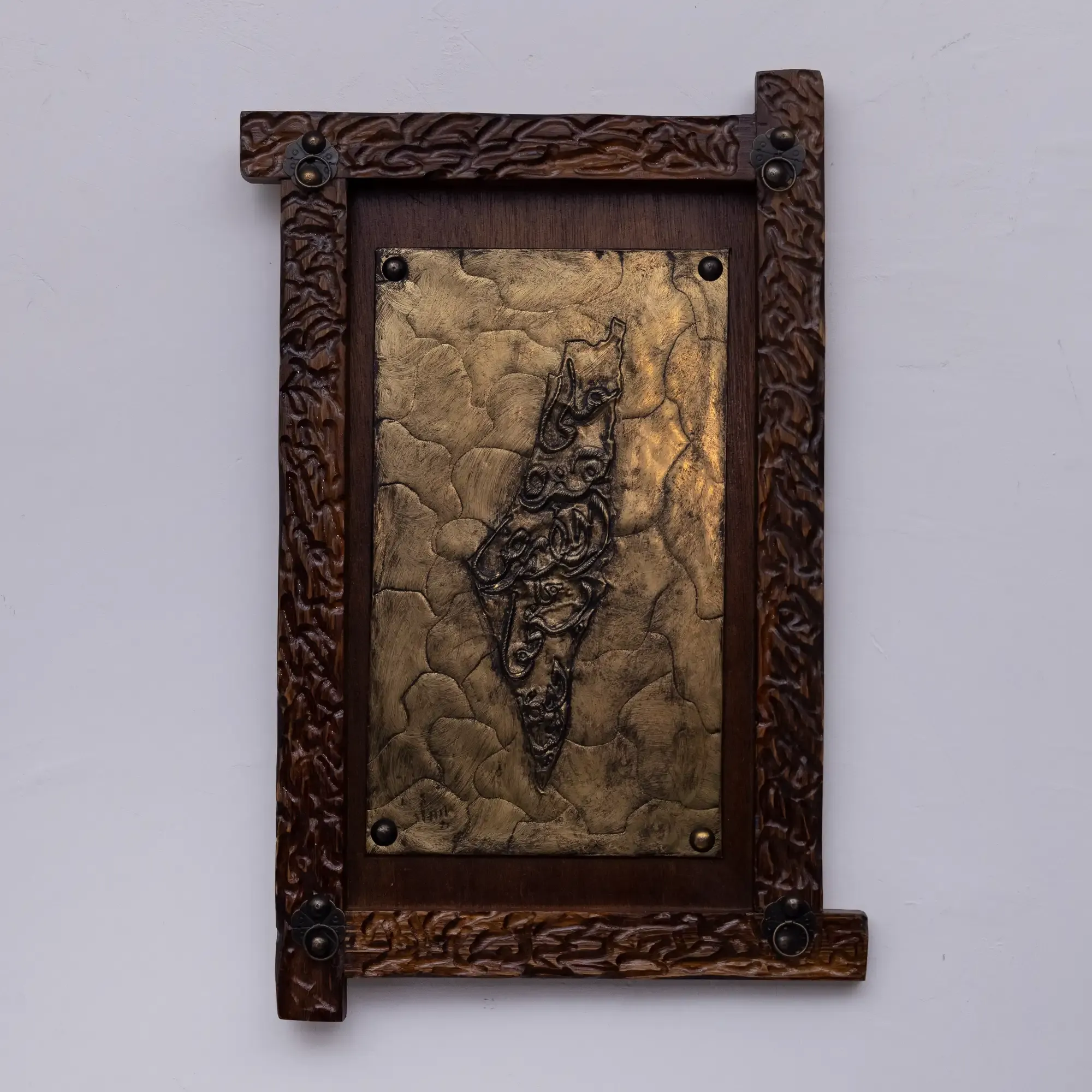 Handcrafted Framed Palestine Map Wall Art with Artisan Details