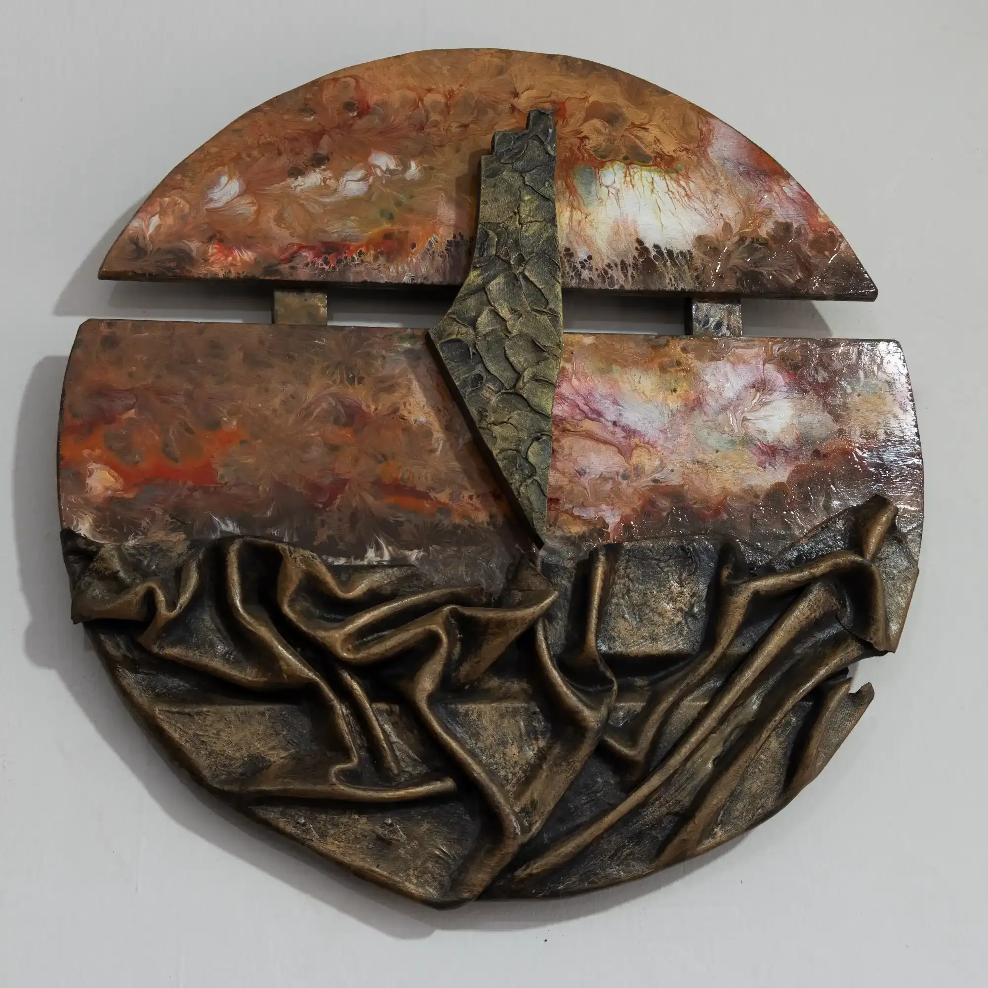 Decorative Wall Art with Round Abstract Raised Palestine Map