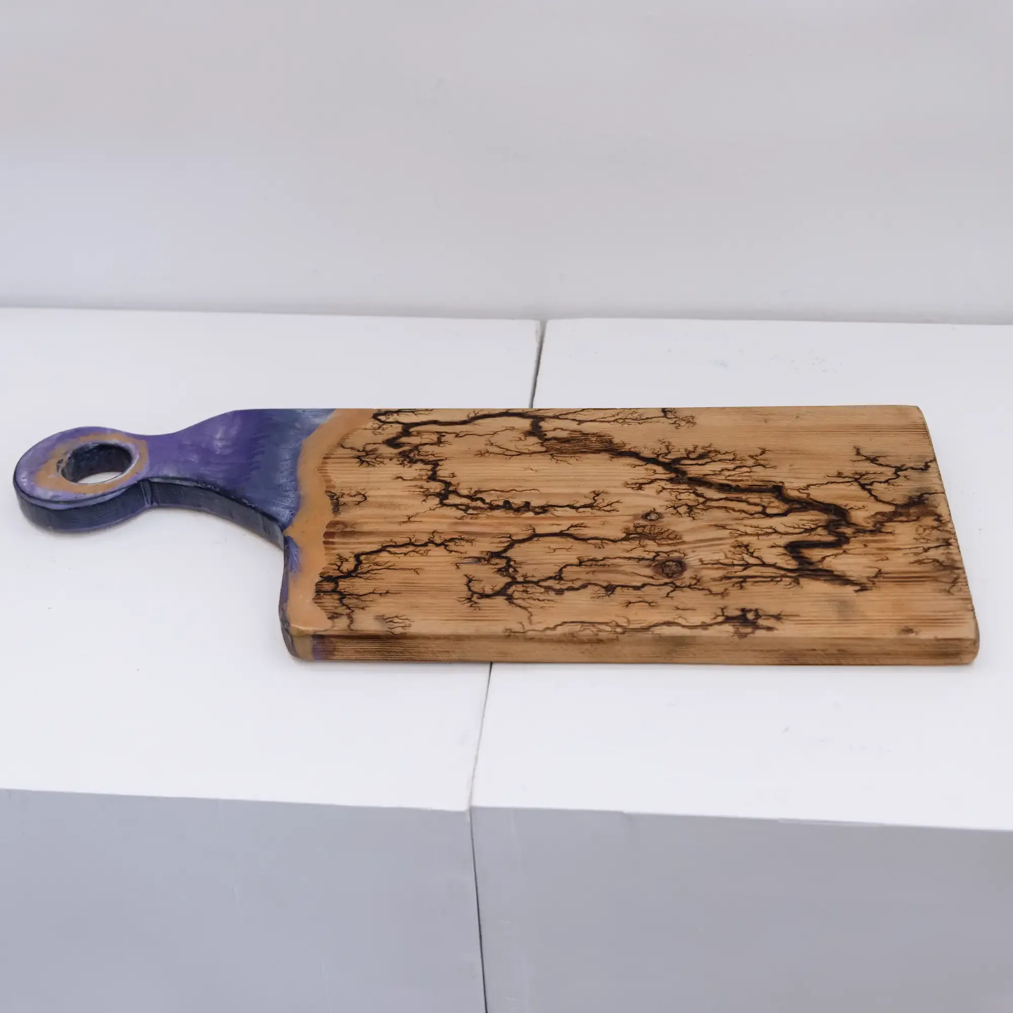Handcrafted Wooden Serving Board with Engraved Map and Artisan Details
